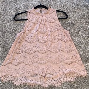 Blush pink lace blouse